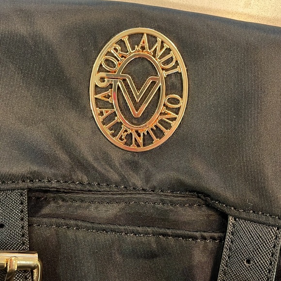 Valentino Orlandi Crossbody Bag Black Vegan Leather Nylon Wallet Zip Picket NWT - Picture 2 of 16
